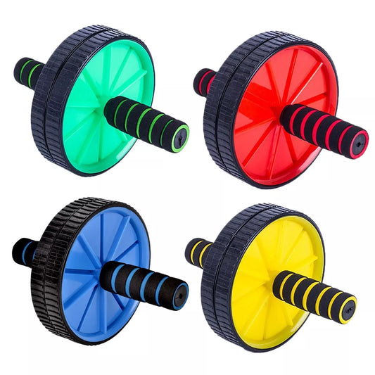 Double Wheel Abdominal Wheel in red, blue, green, and yellow for core strengthening exercises