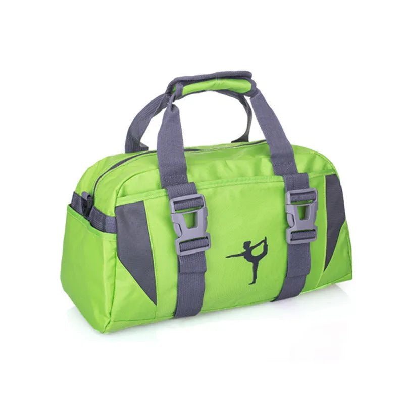 Nylon yoga and gym fitness bag shown in available colours with medium and large size options