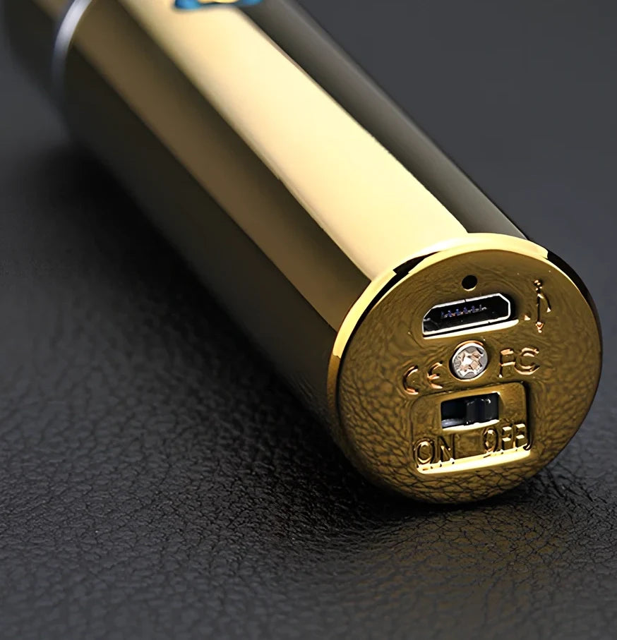 Black electric arc lighter pipe with four-headed windproof design and USB charging port