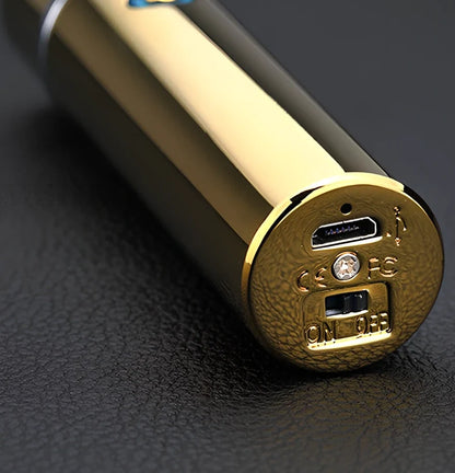 Black electric arc lighter pipe with four-headed windproof design and USB charging port