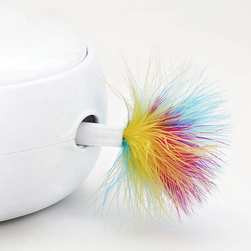 Automatic donut electric cat toy with feather accessories for engaging play