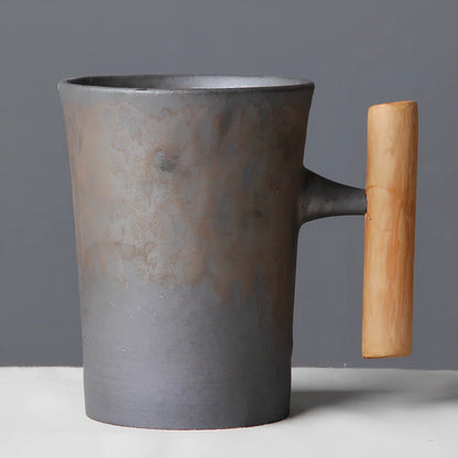 Japanese ceramic mug with solid colour finish showing 350ml capacity and reinforced rim construction