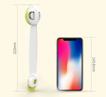 Baby safety lock in red, green, and brown with dual push-button switch and 360° rotation