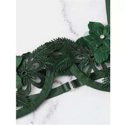 Sexy lingerie set with floral pattern and fitted straps in multiple colors