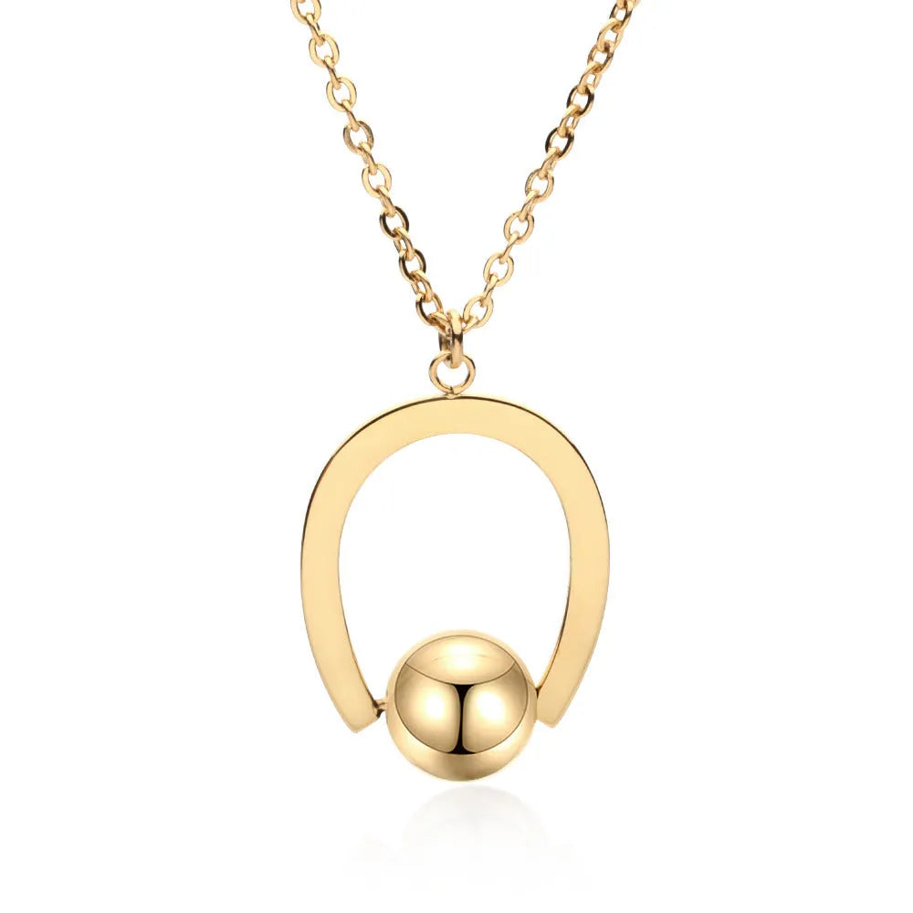 Adjustable stainless steel necklace with geometric pendant and cross chain design in gold or silver finish