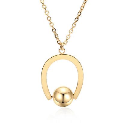 Adjustable stainless steel necklace with geometric pendant and cross chain design in gold or silver finish