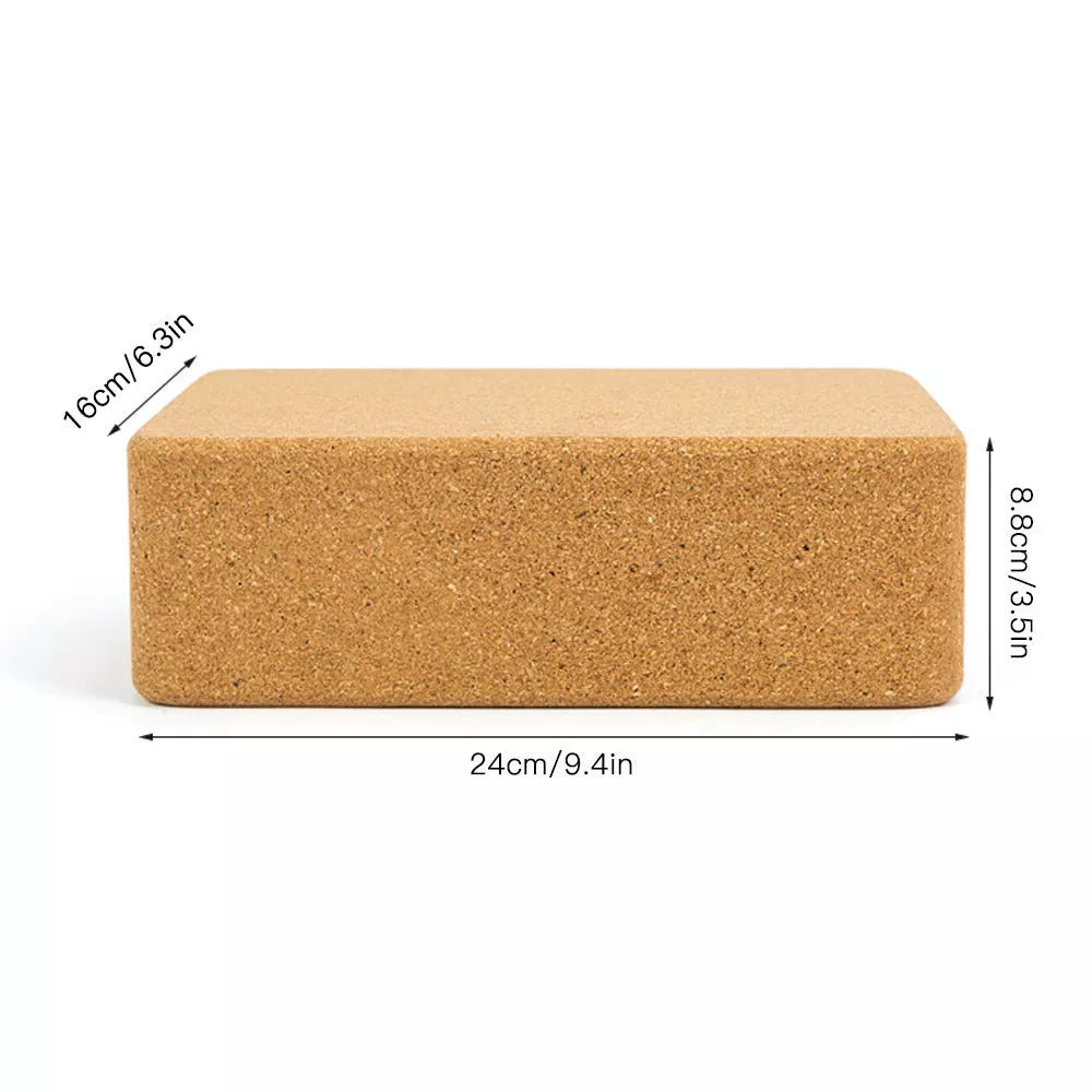 Natural cork yoga brick with nonslip surface for enhanced stability and alignment