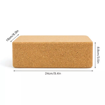 Natural cork yoga brick with nonslip surface for enhanced stability and alignment
