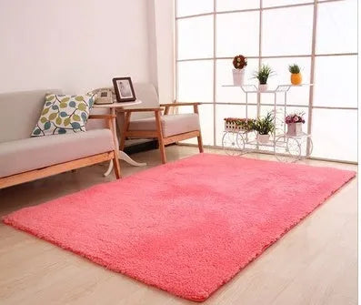 Lambswool area rug for bedroom living room, solid colour plush carpet with three-layer construction, soft fluffy non-slip floor mat in multiple sizes from 40x60cm to 120x160cm available in ten colours including white grey beige pink purple and wine red