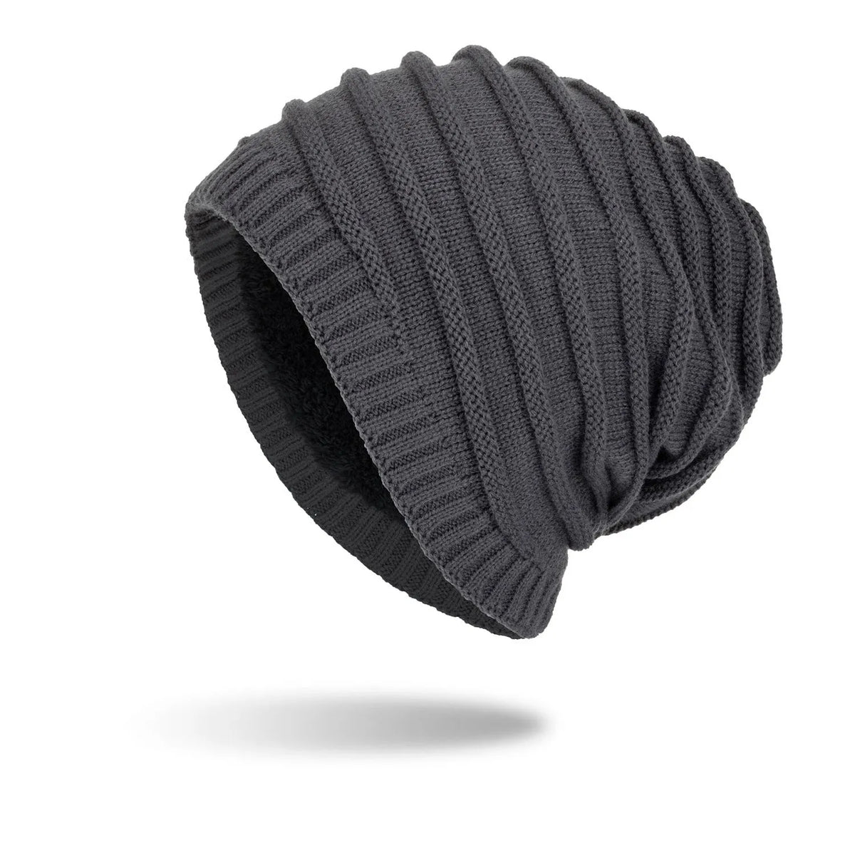 Men's wool knit hat with ear guards and geometric pattern in black, wine red, navy blue, dark grey or hemp grey.