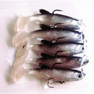 Black and white sea bass killer fish T soft bait lures 14 grams 8 cm pack of 5