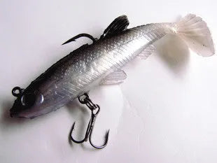 Black and white sea bass soft plastic T-tail lure, 14g, 8cm, pack of 5