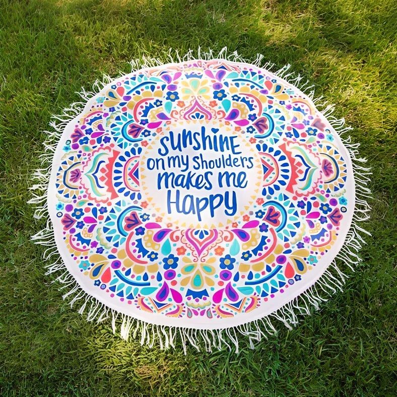 150cm Bohemian pattern beach towel with quick-dry polyester in five colour options