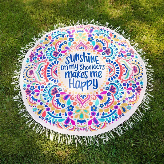 150cm Bohemian pattern beach towel with quick-dry polyester in five colour options