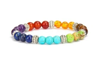Natural Stone Colorful Bracelet with 8mm beads and 19cm inner circumference