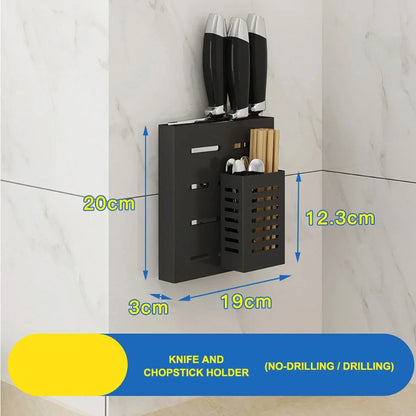 Stainless steel kitchen wall shelf with multiple rack options for utensils and storage