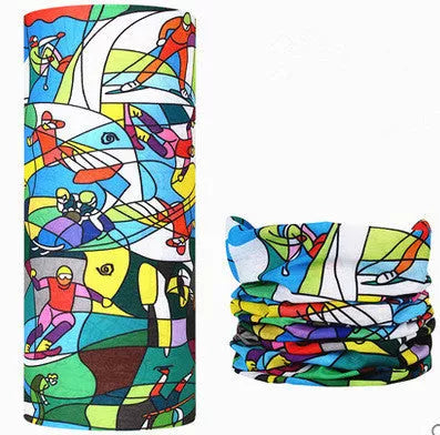 Polyester sports bandana for cycling and sun protection in various patterns