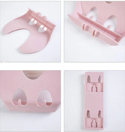 Wall-mounted kitchen organizer with double-layer storage and hooks for utensils