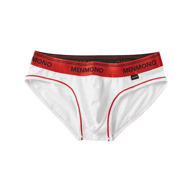 Men's low waist cotton briefs in a two-tone colour option on a plain background