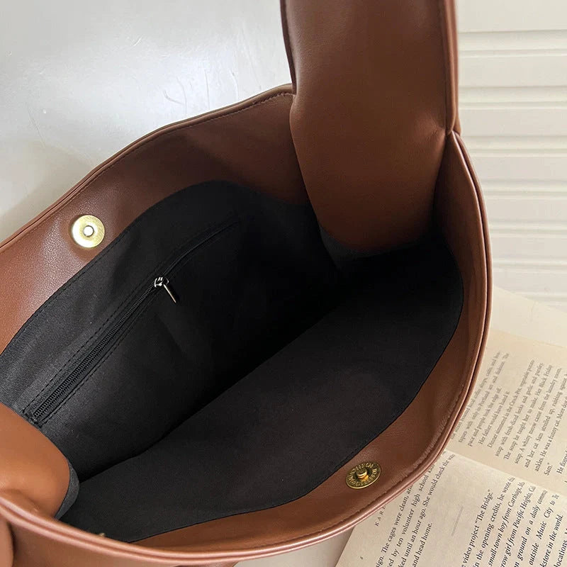 Large capacity PU tote bag for women in multiple colors with adjustable shoulder strap