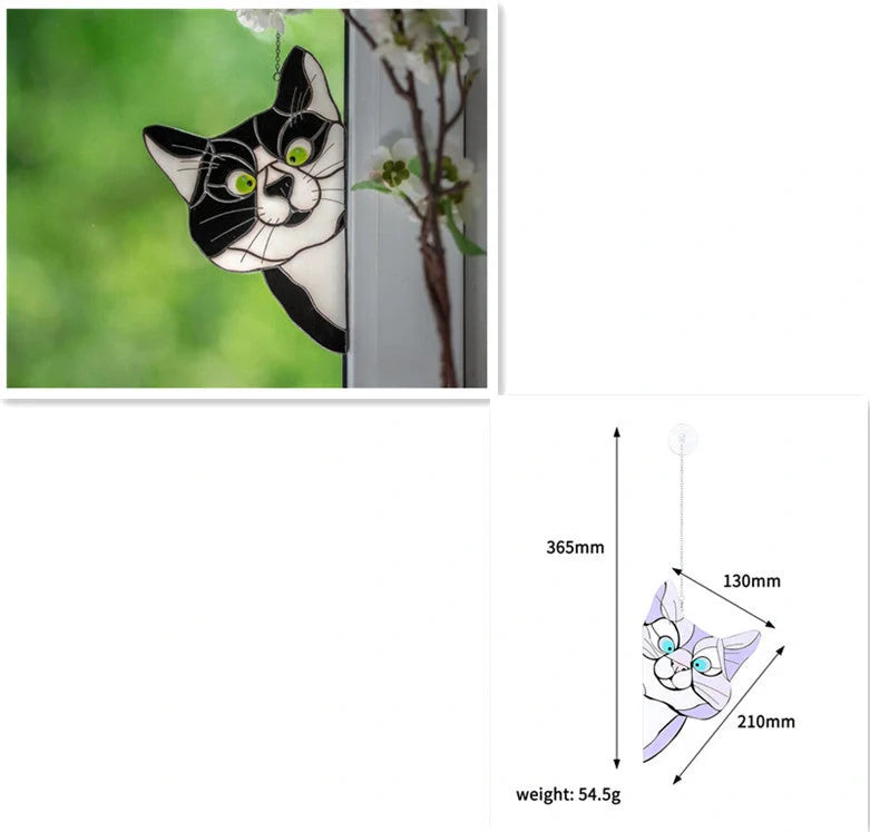 Colorful PVC cat window sticker with double-sided design for home and car decoration