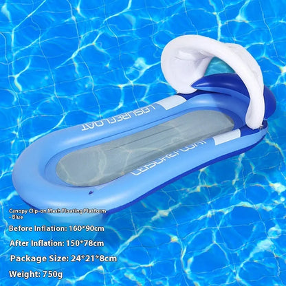 Vibrant gradient blue and purple sequined inflatable pool float lounger on water