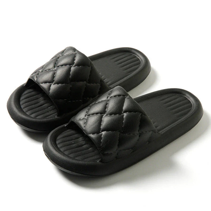 Stylish and comfortable EVA slippers with unique rhombus design, available in various colors for indoor and bathroom use