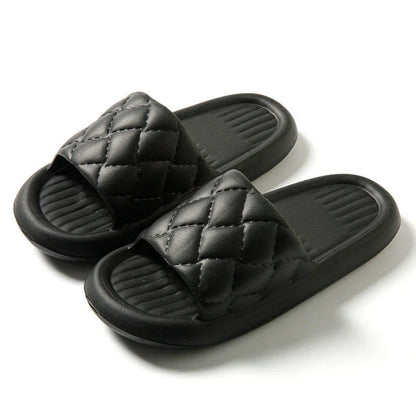 Stylish and comfortable EVA slippers with unique rhombus design, available in various colors for indoor and bathroom use