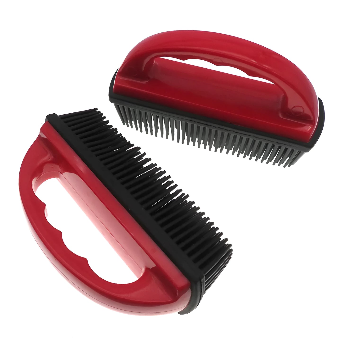 Red pet hair removal brush with silicone bristles measuring 160x85mm for grooming and cleaning