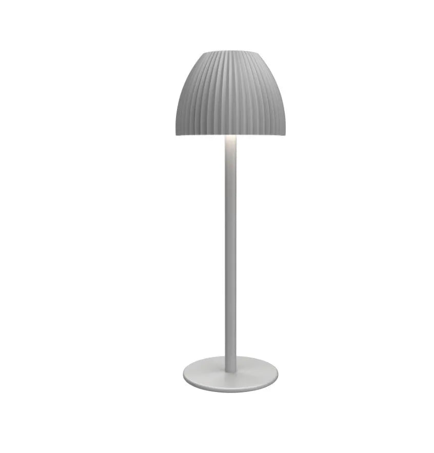 USB rechargeable night lamp with dimming pattern display in black thin round base design