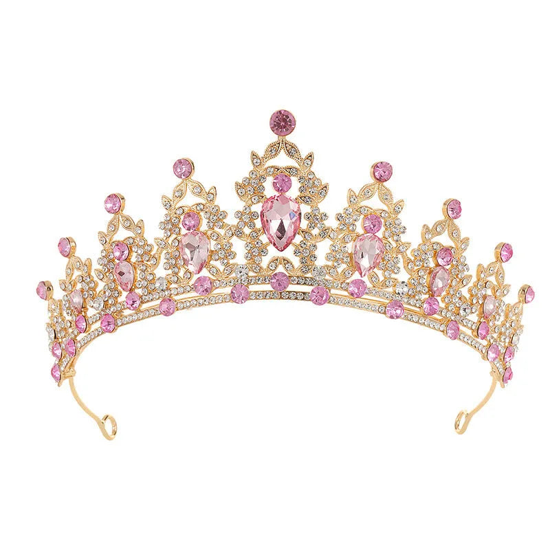 Baroque crown bride headdress in alloy with rhinestone embellishment on a white background.