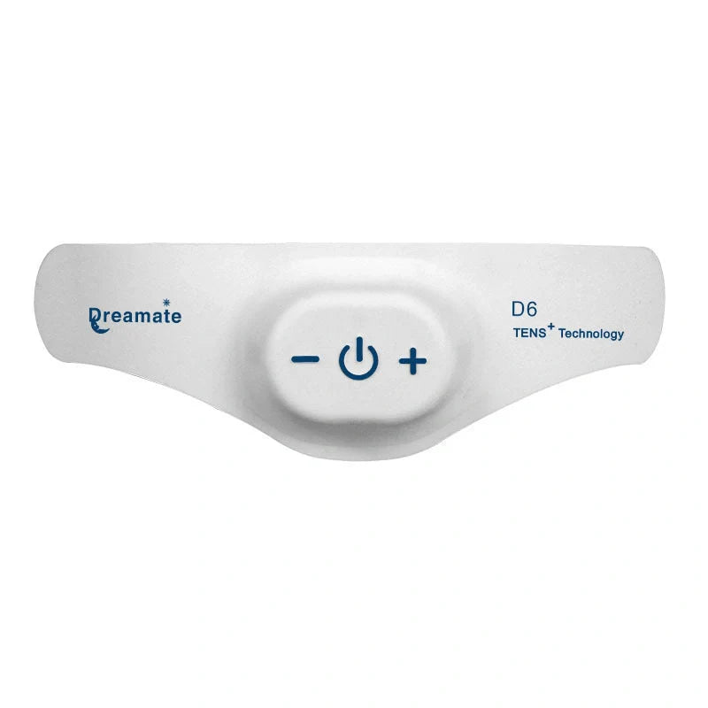 Electronic Smart Sleep Instrument on forehead demonstrating use for insomnia relief