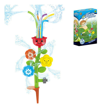 Colorful outdoor water sprinkler toy with cactus-shaped design for kids to enjoy in the backyard
