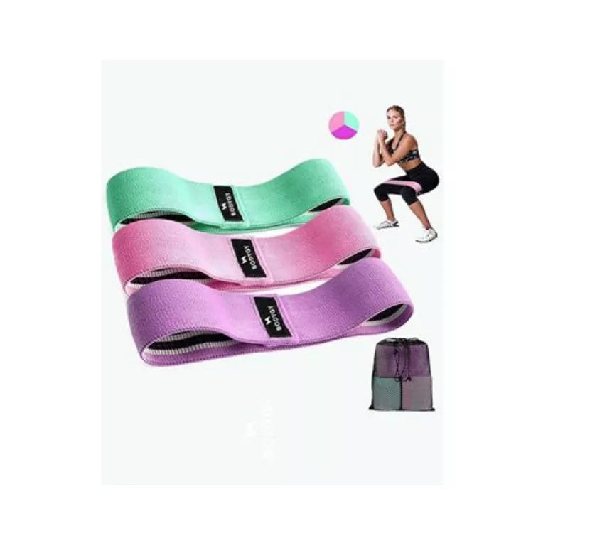 Latex mesh resistance band for hip and leg strength training in various colors and sizes
