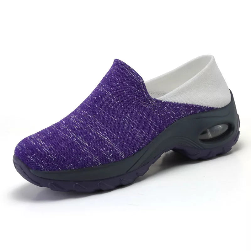 Lightweight non-slip walking shoes for middle-aged and elderly with thick-soled rocking design