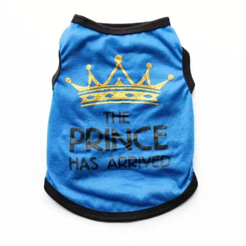 Cotton summer vest for puppies in various colours including black, grey, blue, and pink options.