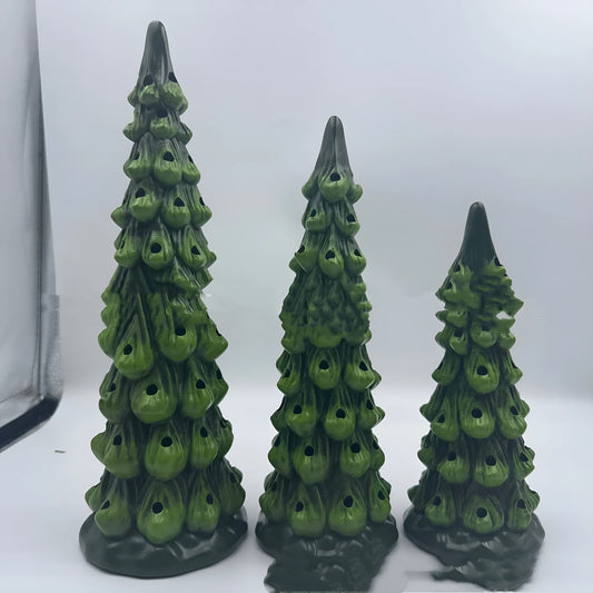 European-style Christmas tree decoration with LED lighting in resin construction