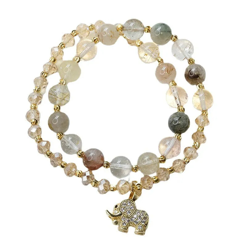 Women's retro bracelet with colour hair crystal beads and ethnic styling elements