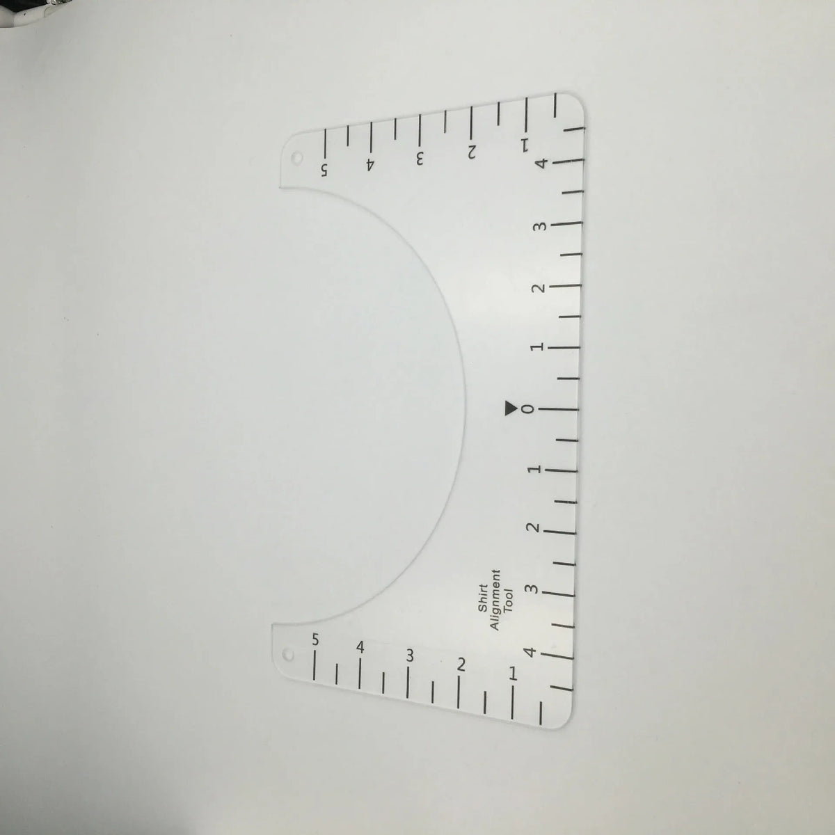 Transparent acrylic sewing patch ruler measuring 10x6 inches for T-shirt alignment