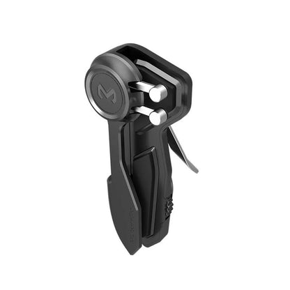 Black six-finger adjustable PUBG game controller for tablets and smartphones shown from the front.