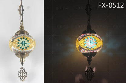 Turkish glass chandelier with 148mm shade and 1.2m adjustable cable on 10cm chassis