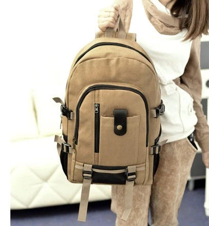 Stylish and durable canvas backpack for men and students, perfect for school, work, or travel.