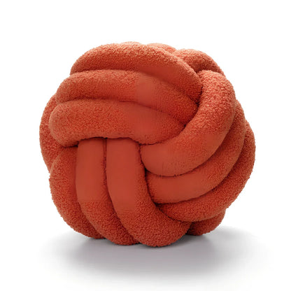 Spherical lamb wool cushion with hand-knotted surface in Nordic design, 27-30cm diameter
