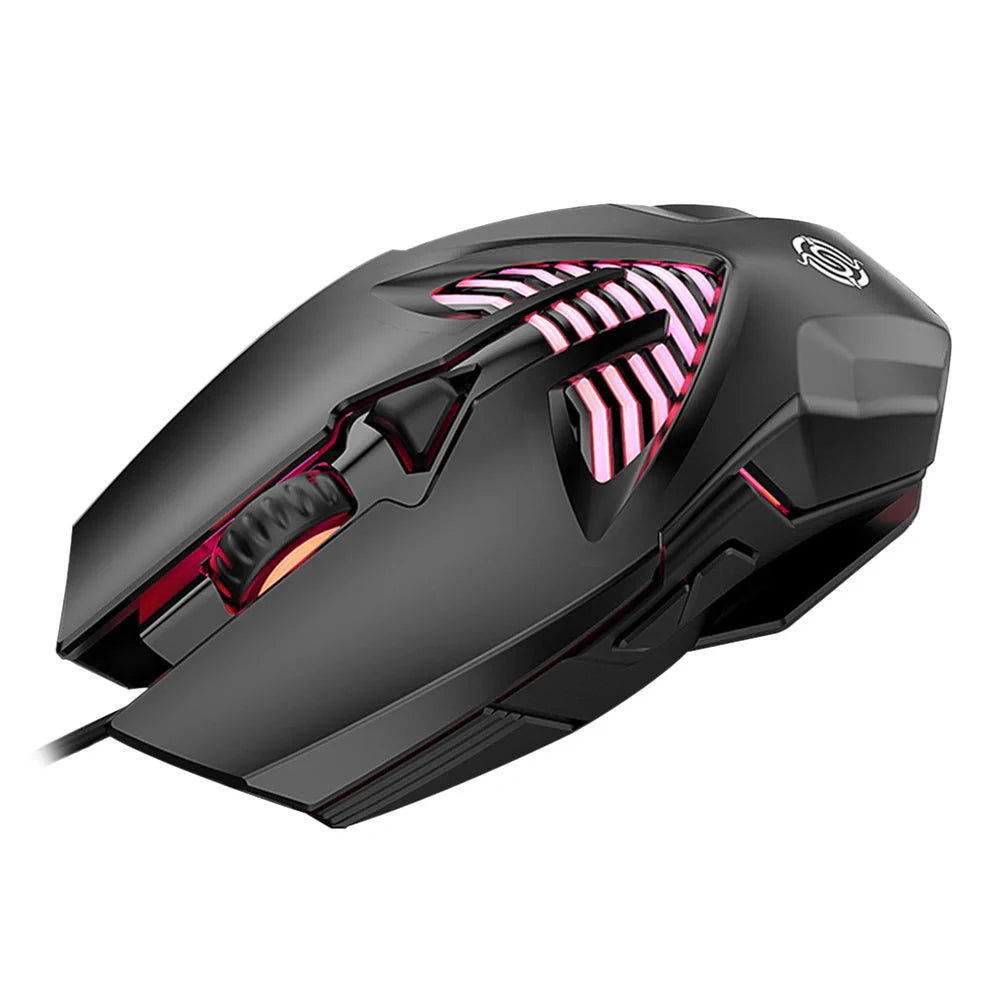 Ergonomic wired gaming mouse with customizable buttons, high-precision optical sensor, and comfortable textured grip for office and gaming use