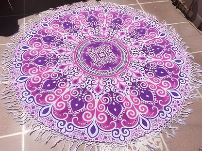 150cm Bohemian pattern beach towel with quick-dry polyester in five colour options