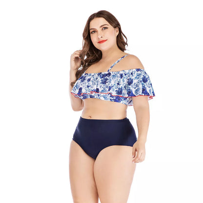 Women's printed plus size swimsuit in vibrant design, sizes XL to 4XL