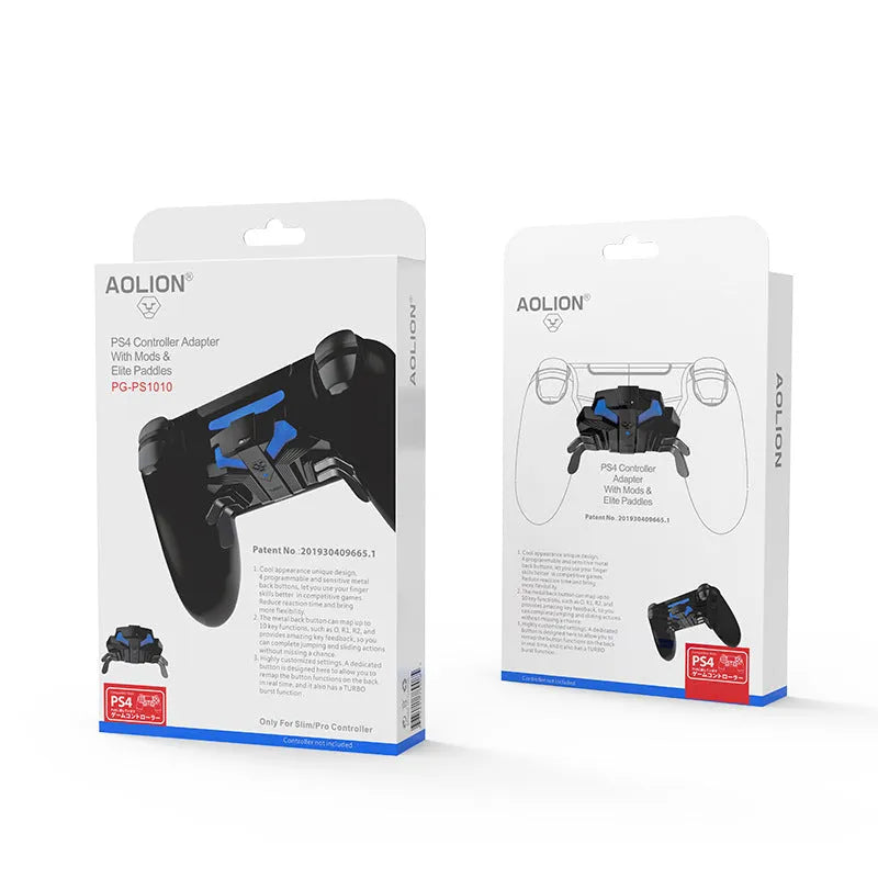 Black PS4 gamepad back button attachment with 3M cable, 3.5mm audio jack, and Type-C port for PS4 Slim and Pro controllers