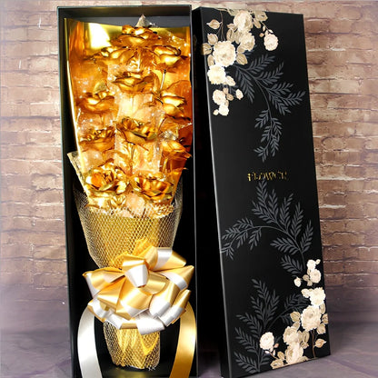 24K gold foil rose bouquet with 11 preserved flowers measuring 45cm tall