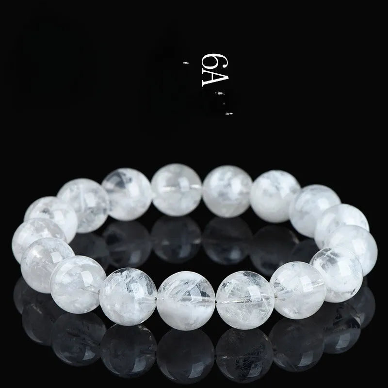 Natural blizzard snowflake round beads women's crystal bracelet with geometry shape and grinding treatment