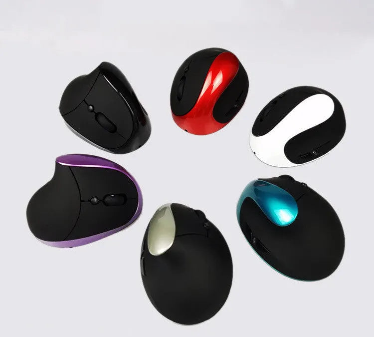 Ergonomic vertical wired computer mouse in black colour showing side profile
